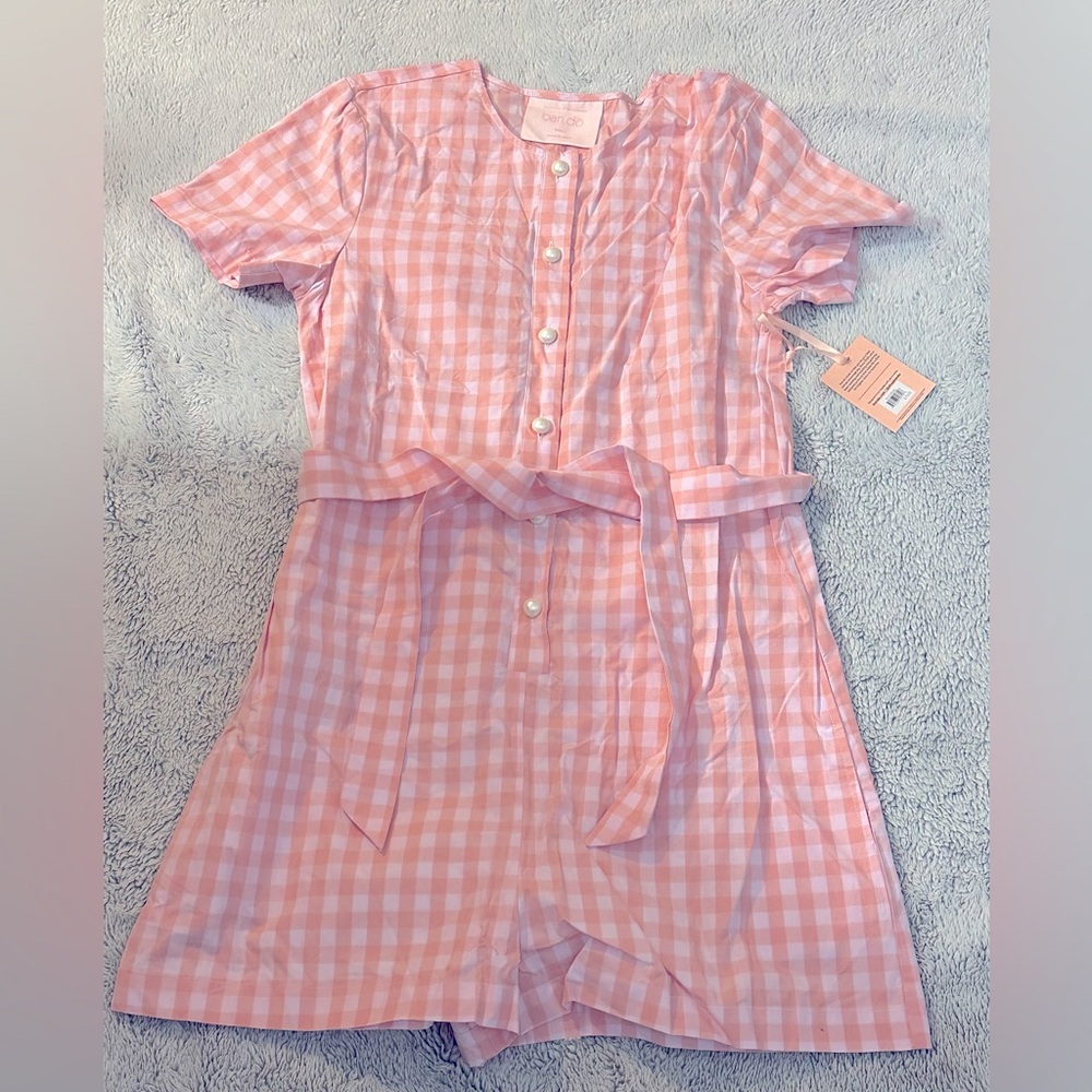 NWT BANDO pink plaid romper